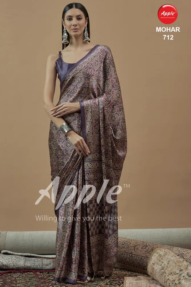 Mohar Vol 7 By Apple Japan Satin Ajhrakh Printed Sarees Wholesale In India